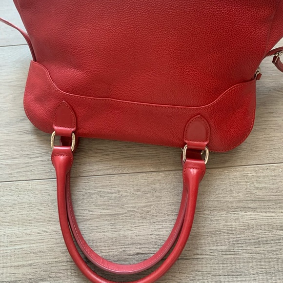 Longchamp Red Nappa Pebbled leather satchel handbag - Picture 9 of 13